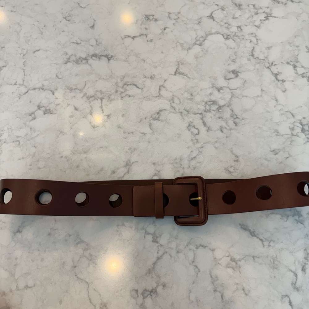Brown Leather Belt with Buckle